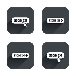 sign in icons login with arrow hand pointer vector image
