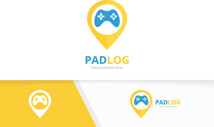 joystick and map pointer logo combination vector image