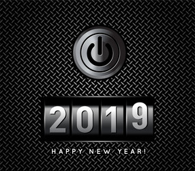 new year counter 2019 with power button vector