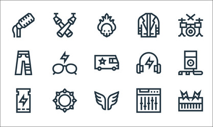 rock and roll line icons linear set quality vector image