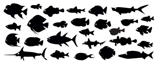 Set black fish Royalty Free Vector Image - VectorStock