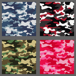 set of camouflage seamless patterns background vector image
