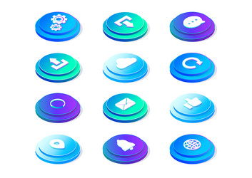 isometric buttons for website vector