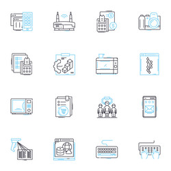 machine linear icons set automation robotics vector image