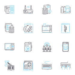 machine linear icons set automation robotics vector