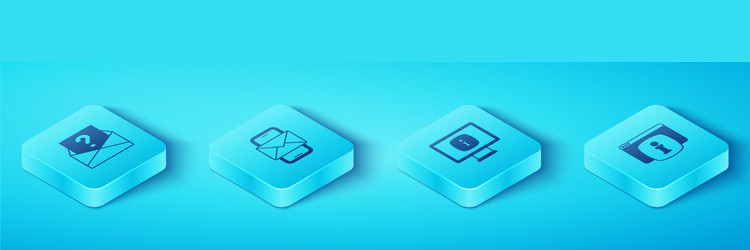 set isometric envelope with question mark mobile vector image