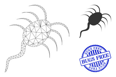 bugs free grunge rubber imprint and web network vector image
