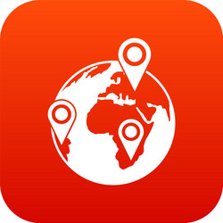 Globe of network icon digital red vector