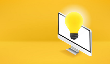 modern computer with lightbulb idea concept vector