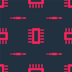 set audio jack and processor with microcircuits vector image