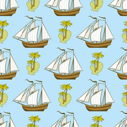 Tropical Palm Ship Pattern Vector Image