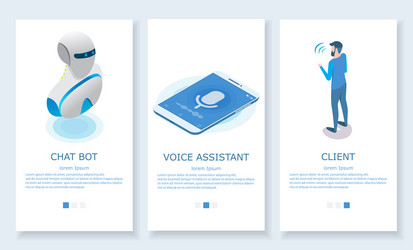 voice assistant website and mobile app vector