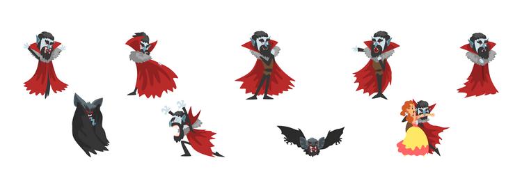 count dracula character with fangs wearing red vector image