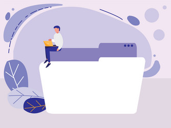 man using folder document vector image