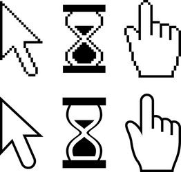 pixel cursors icons hand cursor mouse pointer vector image