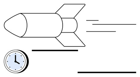 rocket launching with clock symbolizing speed vector image