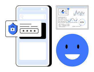 mobile security interface with data analytics vector image