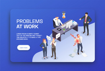 Problem situations at work isometric landing page vector