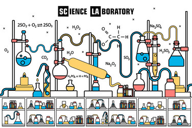 Sticker design with scientist doing experiment Vector Image
