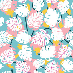 seamless pattern with exotics tropical leaves vector