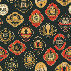 seamless pattern with various beer labels vector image