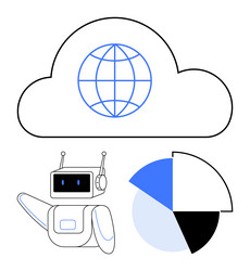 cloud networking with ai robot and data analytics vector image