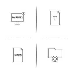 files and folders sign simple linear icons set vector image