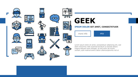 Geek nerd and gamer landing header vector