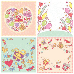 Set of birthday cards vector