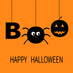 hanging word boo text with smiling sad black vector