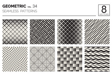 minimal geometric seamless patterns set vector image