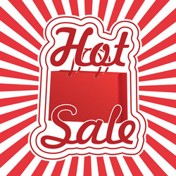 Realistic red shopping bag with text hot sale vector