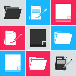 set document folder blank notebook and pencil vector image