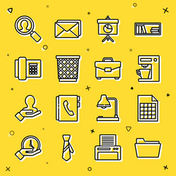 set line document folder file coffee vector image