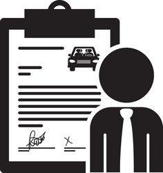 black silhouette car contract and salesman vector