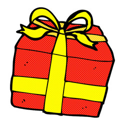 Comic cartoon christmas present Royalty Free Vector Image