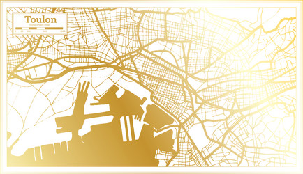 Toulon france city map in retro style golden vector