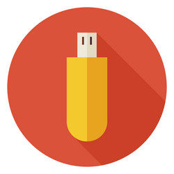 flat computer technology usb circle icon with long vector