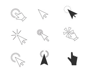 mouse click cursors and pointer set icon line vector image