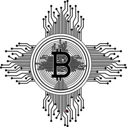 bitcoin with circuit lines commerce technology vector image