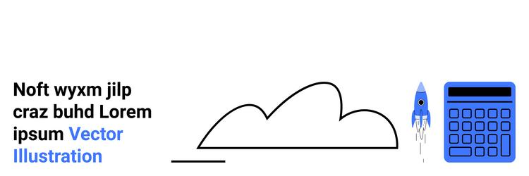 cloud with rocket launch and calculator vector image
