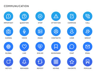 communication user interface ui icon set high vector image