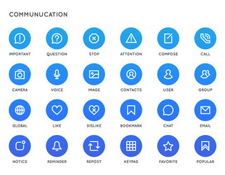 Communication user interface ui icon set high vector