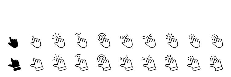 computer mouse click cursor gray arrow icons set vector image
