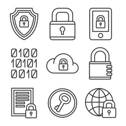 Digital encrypt technology security icons set vector