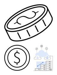 financial growth with cloud networking and data vector image