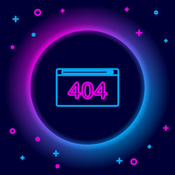 glowing neon line page with a 404 error icon vector image
