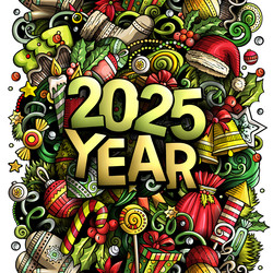 2025 doodles new year objects and elements design vector image