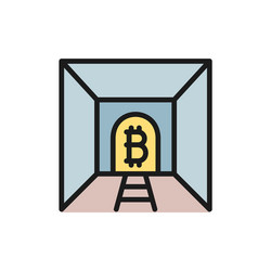 bitcoin with tunnel mine blockchain vector image