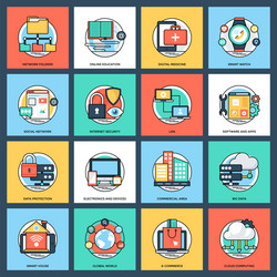 internet and networking icons vector image